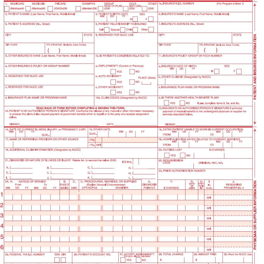 CMS 1500 form